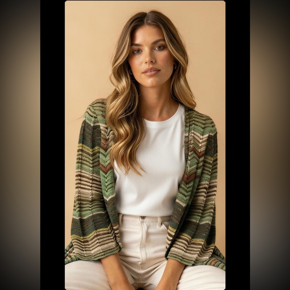 NIC & ZOE Chevron Open Zig Zag Scalloped Tunic
